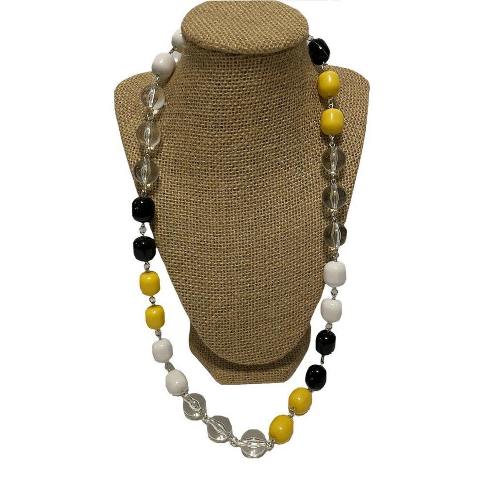 29” gumball round necklace yellow black white clear Beaded Bumblebee